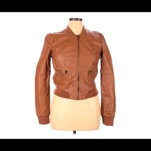 Faux Leather Bomber Jacket